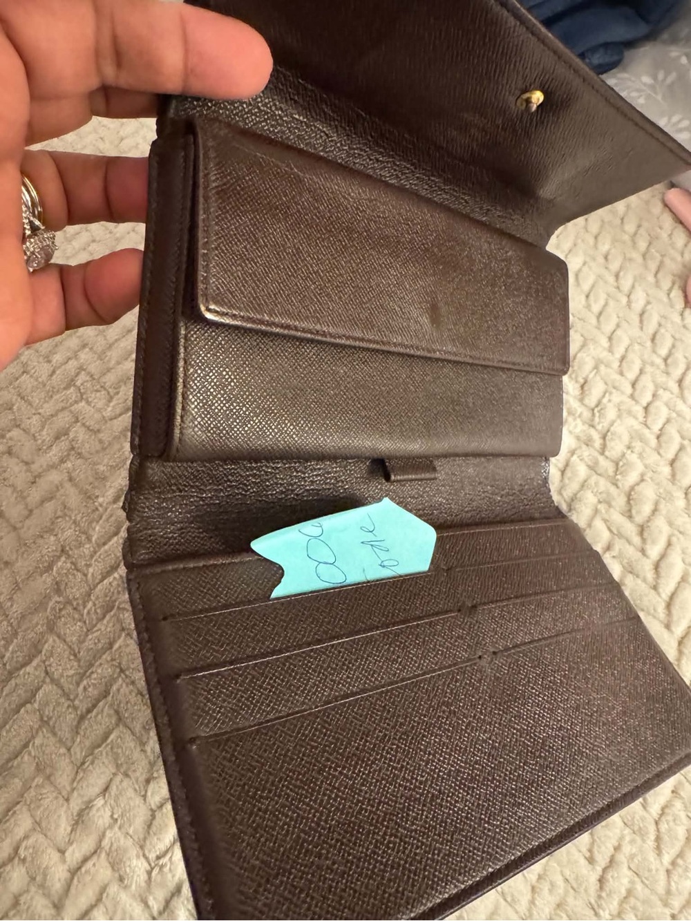 Brown Checkered Long Women's Wallet - Picture 11 of 14